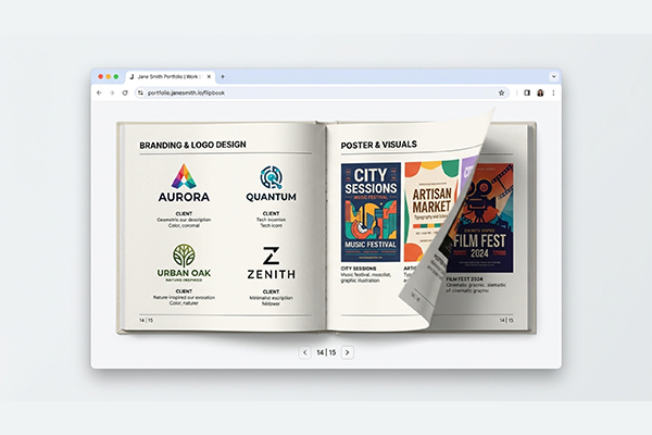 ポートフォリオ フリップブック表示イメージ